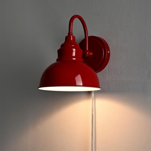 Mini Gooseneck Wall Sconce, 2-Way Mount with Switch, Red - color: Red