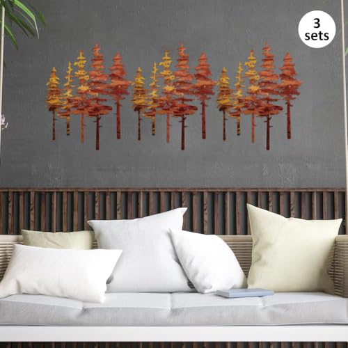 ESTART Metal Autumn Pine Tree Wall Art, Metal Tree Wall Decor - color: Brown