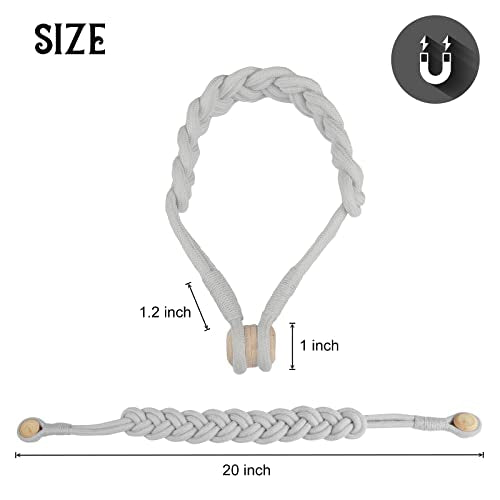 BEL AVENIR Curtain Tiebacks Magnetic 4 Pack Woven Drapery Holdback - color: Silver New- 4pack
