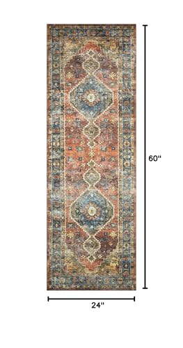 Loloi Skye Rust/Blue 2'-0" x 5'-0" Accent Rug - color: Rust / Blue, size: 2' x 5' (Rectangular)