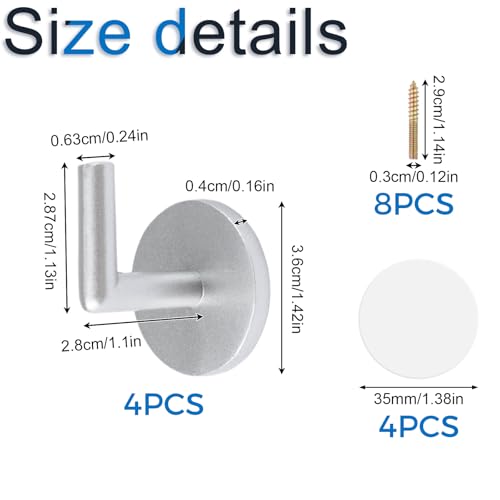 INCREWAY Curtain Holdbacks, Self Adhesive Wall Mounted Metal Hook No Drill Curtain Hooks, Wall Hook Storage Holder Hanger for Home Decor, 4pcs, Sliver - color: Silver, size: 4pcs