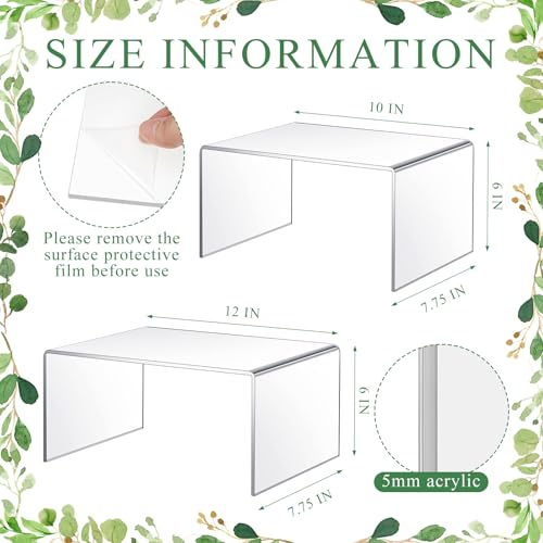RattanView 2 Pcs 10'',12'' Clear Acrylic Shelf Riser, 5mm Thick - color: Clear, size: 10 Inch, 12 Inch, 5 mm
