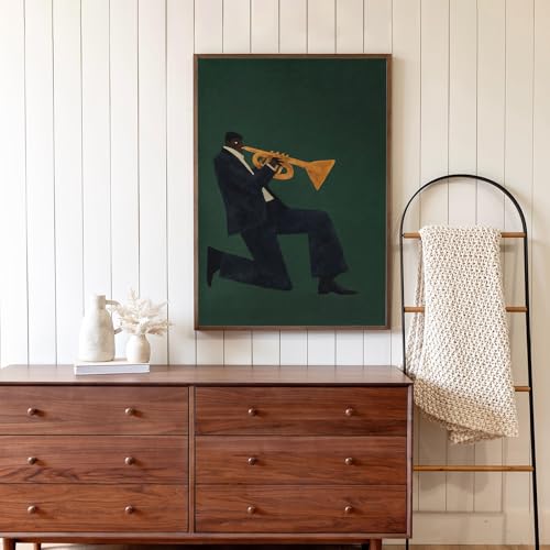 Abstract Black Man Canvas Wall Art African American Wall Art Decor Historic Jazz Music Poster Vintage Afrocentric Artwork Fashion Black Men Portrait Poster for Bedroom Living Room -16" x 24" UNFRAMED - color: Music Man