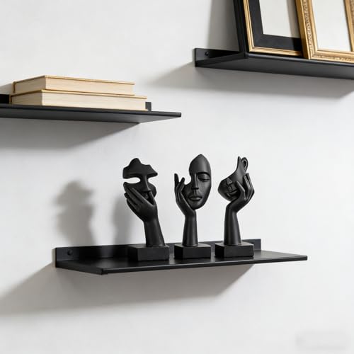 3 Pcs Thinker Small Statue Set - Black Art Abstract Home Accent Figurines for Decor Bedroom, Shelves, Living Room Coffee Table, Office Desktop (3 Pcs Black, 6") - color: 3 Pcs Black, size: 6"