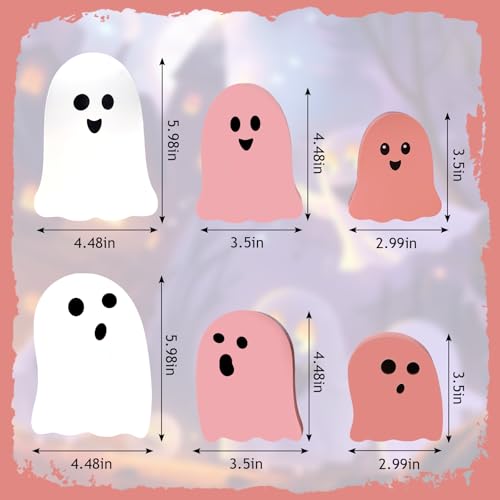 Halloween Wooden Decorations - Cute Ghost Decor Indoor Table Home Office - style: Pink Ghost