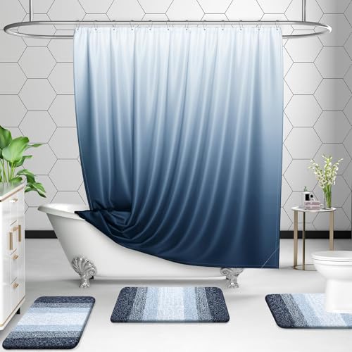 OLANLY Luxury Toilet Rugs U-Shaped 24x20, Soft Absorbent Microfiber Mat - color: Navy Blue, size: 24" X 20" Contour Rug