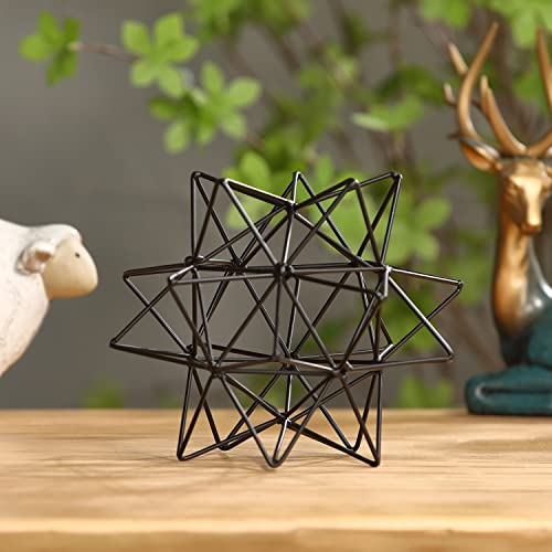 Metal Table Top Decor, 3D Metal Geometric Sculpture - color: Black