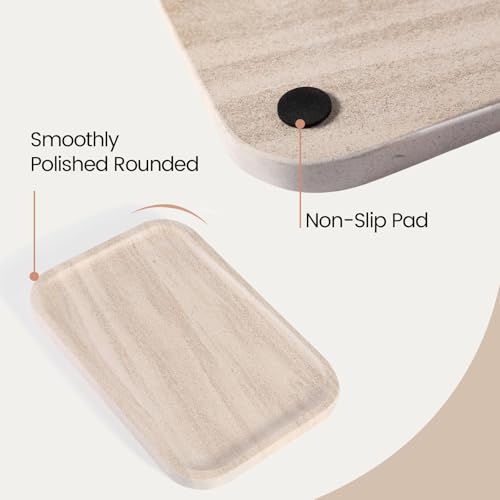 Karibiber Marble Vanity Tray, Bathroom Tray Countertop, Decorative Dresser Organizer, Perfume, Jewelry Holder, Beige Stone Serving for Kitchen Sink Storage(MOCA Cream) - color: Beige Cream