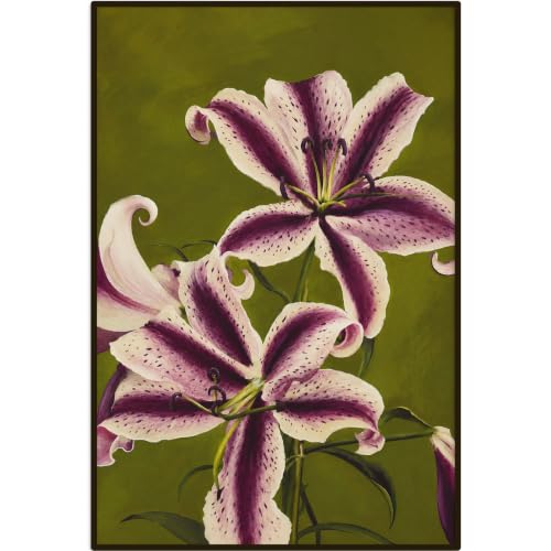 Abstract Floral Wall Art Purple Lily Canvas Wall Art 16x24 inch Unframed - color: Purple Lily Wall Art, size: 16L" x 24W"