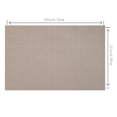 Placemats Set of 6 for Dining Table, Woven Cloth Washable placemats, Table Mats for Dining Table 12"x18"(Light Brown) - color: Light Brown Plain, size: 6 pcs