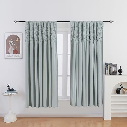 Pintuck Diamond Textured Thermal Insulated Window Curtains 52"W x 63"L - color: Seafoam Green, size: 52"W x 63"L (Pack of 2)