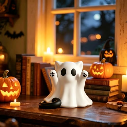 1 Pcs Halloween Ghost Figurine Spooky Unique Cat Mini Figurines - color: Styl 1