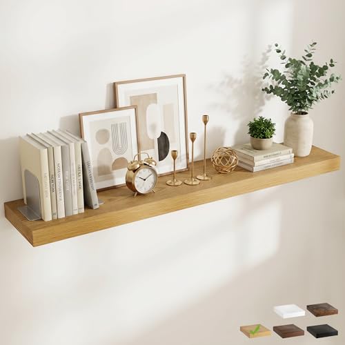 72 Inch Long Floating Shelves for Wall Set of 1, 12"D Wood Grain Shelves - color: Oak, size: 72"Wx12"Dx2"H, 1P