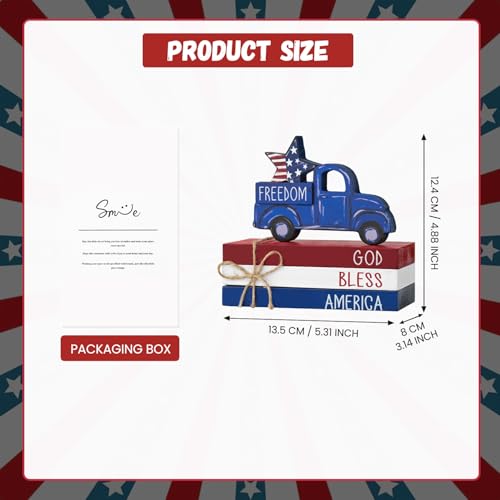 Smile 4pcs Veterans Day Patriotic Memorial Day Indoor Decorations Wooden Decor Table Centerpiece God Bless America Wooden Plaque Ornaments for Home Kitchen - style: Memorial Truck