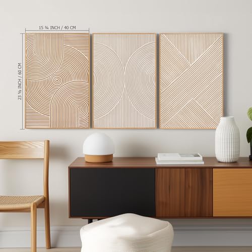 Zessonic Neutral Textured 3D Abstract Boho Minimalist Wall Art,16"x24"x3 - color: Minimalist 3D, size: 16" x 24"