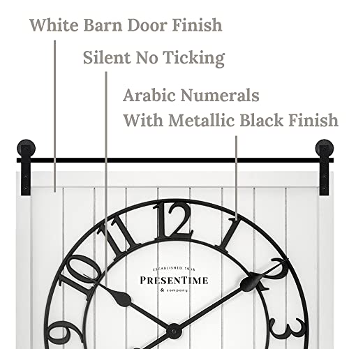 Presentime Farmhouse Barn Door Clock - color: White