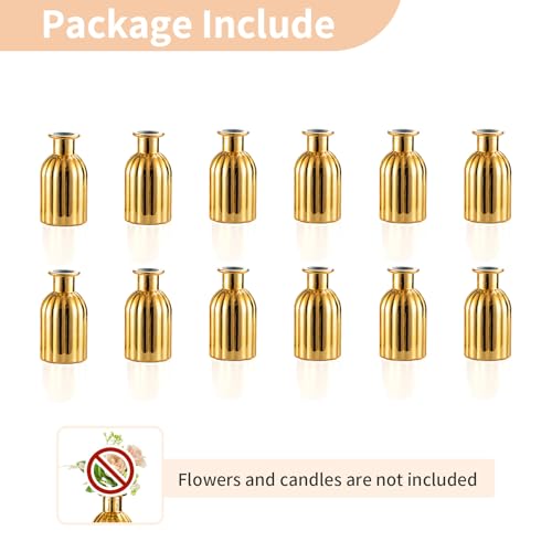NUPTIO Gold Glass Bud Vases, Mini Vintage Bottle, 5.51" Tall, 12 Pcs - size: Style 1
