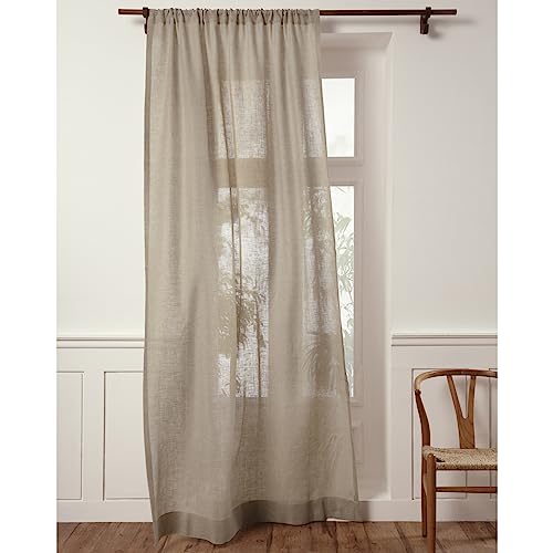 Solino Home 100% Pure Linen Sheer Curtain Natural, 52 x 144 in, 1 Panel - color: Natural, size: 52"W x 144"L (1-Panel)