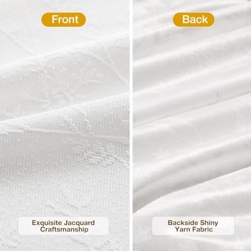 Anmao White Semi Sheer Light Filtering Curtains 96 Inches Long 2 Panels, Branch Pattern Drapes for Living Room Bedroom, Rod Pocket Sheer Window Treatments with Floral Design, 42x96 Inch - color: White Branch, size: 42"W x 96"L (Pack of 2)