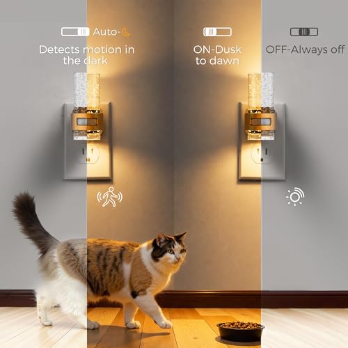 L LOHAS LED Motion Sensor Night Light, Bubble Night Lights Plug into Wall - color: Gold Ring-3CCT-motion sensor, size: 2 Pack