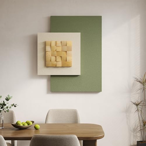Large 3D Sage Green Abstract Wall Art for Living Room, Modern Wood Artwork - color: Sage Green, size: 36"L x 30"W