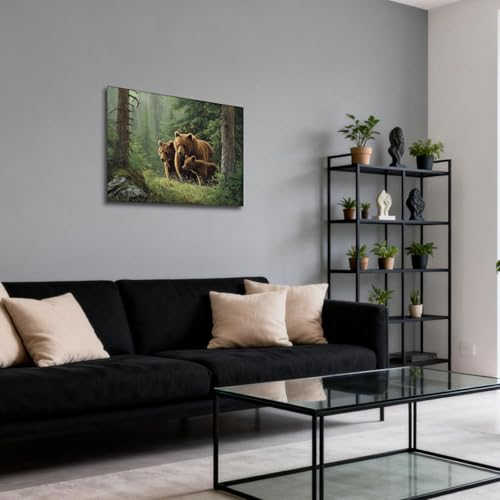 Halioyo Brown Bear Canvas Wall Art, Forest Wilderness Wall Decor(18x24 in) - color: Painting-16, size: 24"L x 18"W