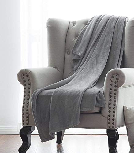 DiamondHome Super Soft Warm Light Weight Fleece Throw Blanket for Couch/Sofa/Bed/Chair in Living Room & Bed Room, 50" x 60" (Gray) - color: Gray