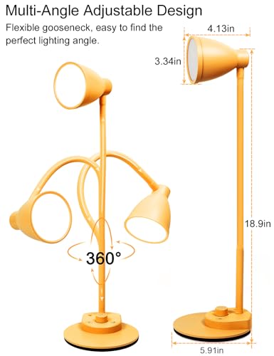 BOHON LED Desk Lamp with USB Charging Port 3 Color Modes Fully Dim, Yellow - color: Bright Yellow