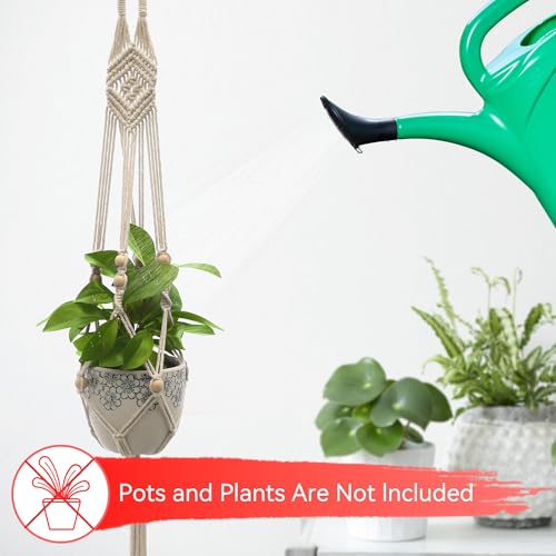 USLAI Macrame Plant Hanger, for Up to 15 Inch Pots, 41 Inch, Ivory, 2 Pack - color: 41+41 Inch - Ivory
