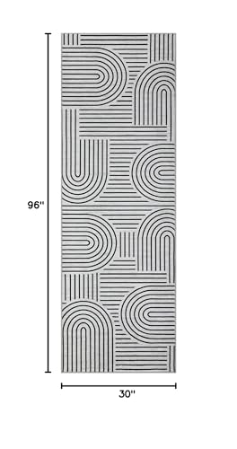 ROYHOME Modern 2.5x8 Hallway Runner Rug Non Slip Washable Kitchen Rug, Ash - color: Ash, size: 2'6" x 8' (Rectangular)