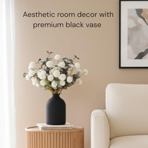 Large Black Vase for Flowers Decor Living Room - 8.6in Tall, Matte Black - color: Black