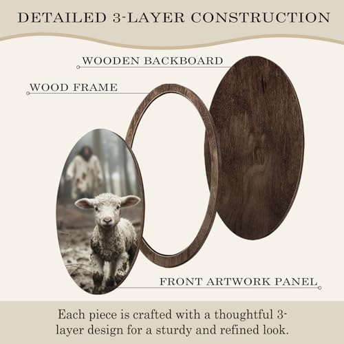 YZSLA Religious Wall Art Decor,Jesus and Lamb Framed Oval Wall Art - color: Jesus-5