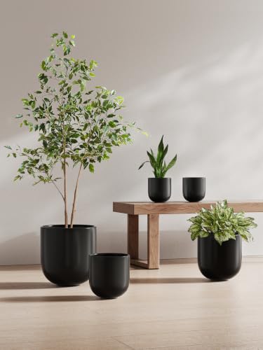 LE TAUCI 8 Inch Ceramic Plant Pot, Indoor Planter, Black - color: Black, size: 8“