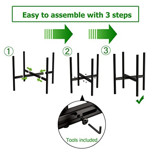 EKNITEY Adjustable Metal Plant Stand - Fits 8 to 12.5 inches Pots (Black) - color: Black