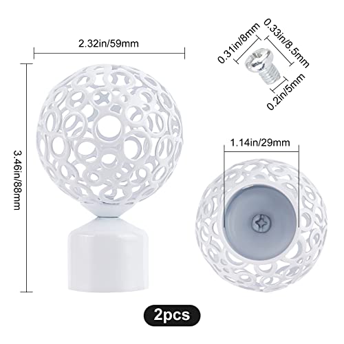 GORGECRAFT 2PCS Round Curtain Rod Finials 28mm Drapery Pole End White Ball Cage Replacement Decorative End Head Caps for Home Office Curtain Roman Rod Decor Accessories (8.8x5.9cm) - color: White Hollow-3.46x2.32"