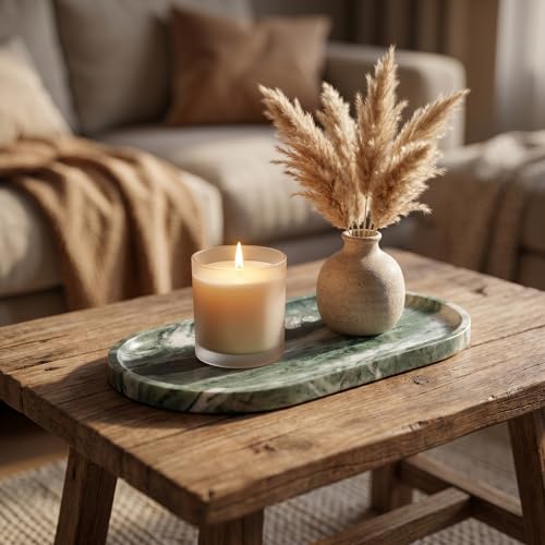 YKAJO Victoria Green Oval Marble Tray, 11.8x5.9 Vanity Perfume Organizer - color: Victoria Green, size: 11.8" x 5.9" x 0.6"