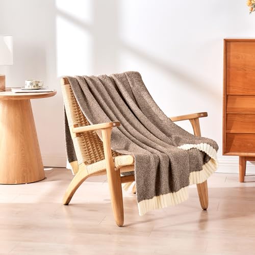 CozeCube Reversible Knitted Throw Blanket, Brown White Melange 50"x60" - color: M-dark Brown, size: 50"x60"