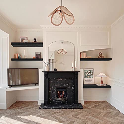 QEEIG Bathroom Long Floating Shelves for Wall (Black, Set of 2, 23.6") - color: B. Black, size: 23.6"