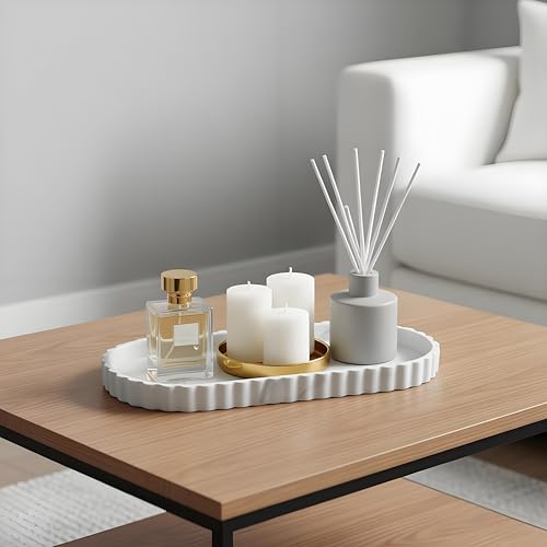 Silicone Vanity Tray Organizer 12"x5.3" White Marble Pattern - color: Marble White