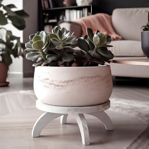 Novabright 2 Pcs Short Plant Stand Small Wood Plant Stool, White - color: White
