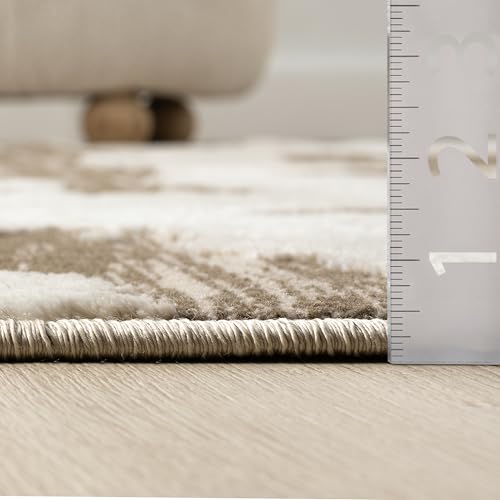 Abani Terra Area Rug for Living Room, Bedroom - Abstract Pattern - Brown Cream - 4' x 6' - Durable & Easy to Clean - color: Cream, size: 4' x 6' (Rectangular)