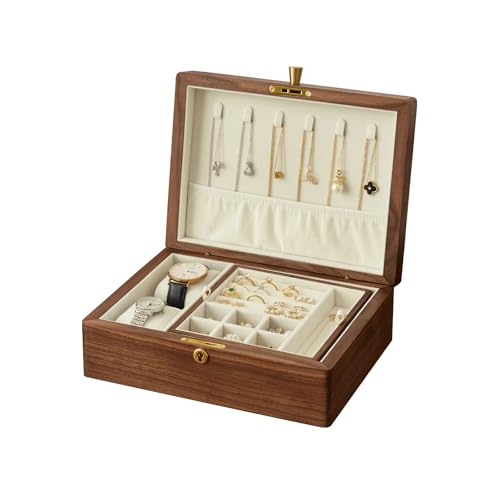 Solid Black Walnut Wood Jewelry Box, With Lock - style: With lock