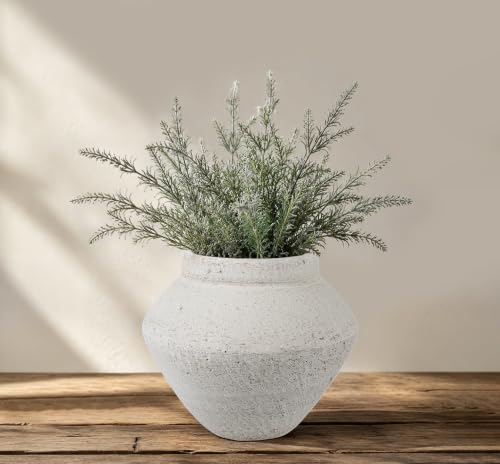 Briful Rustic Ceramic Vase Large Decorative Vase, 9'' Farmhouse Flower Vase - color: Beige#688