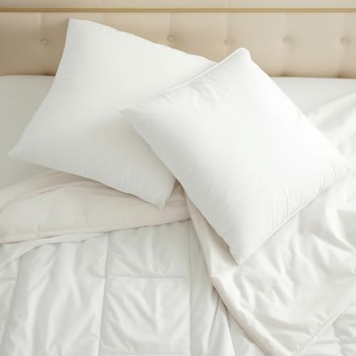 OKBA Throw Pillows Insert Set of 2, with 100% Cotton Cover, Bed and Couch - Indoor Hotel Decorative Pillows, 22x22 in White Pillows Inserts - size: 22x22 Inch (Pack of 2)