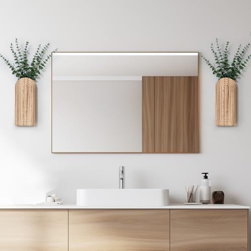 Handmade Wooden Wall Vases Set of 2 for Plants - color: Natural Wood