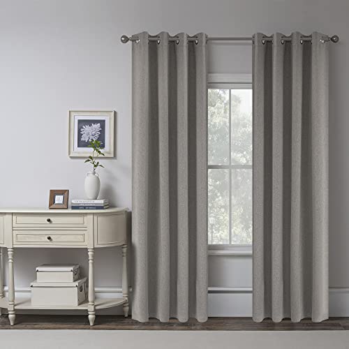 100 Percent Blackout Curtains 84 Inches Long - 2 Panels Stone Colour Burg Linen Textured Curtains - Shabby Chic Linen Curtain Drapes for Modern Farmhouse(2 Panels,W 52 x L 84 Inch Length) - color: Stone, size: 52"W x 84"L (Pack of 2)