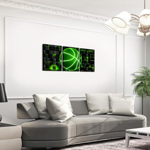 Feelyou Basketball Gaming Wall Art 12" x 16" x 3 - color: Green and Black