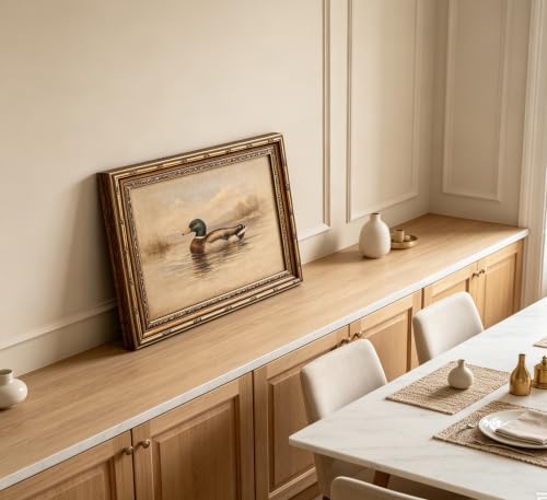 Vintage Gold Framed Duck Wall Art, Antique Mallard Duck Canvas Print - color: Duck, size: 16"LX12"W