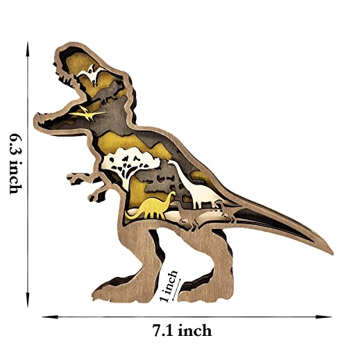 Wooden Dinosaur Decor,Tyrannosaurus Rex Statues and Figurines,Table Knick Knacks Decorations for Home… - color: Tyrannosaurus Rex(brown)