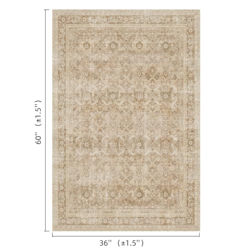 Washable 3x5 Entryway Rug, Non-Slip Door Mat, Brown/Taupe - color: Brown/Taupe, size: 3' x 5' (Rectangular)